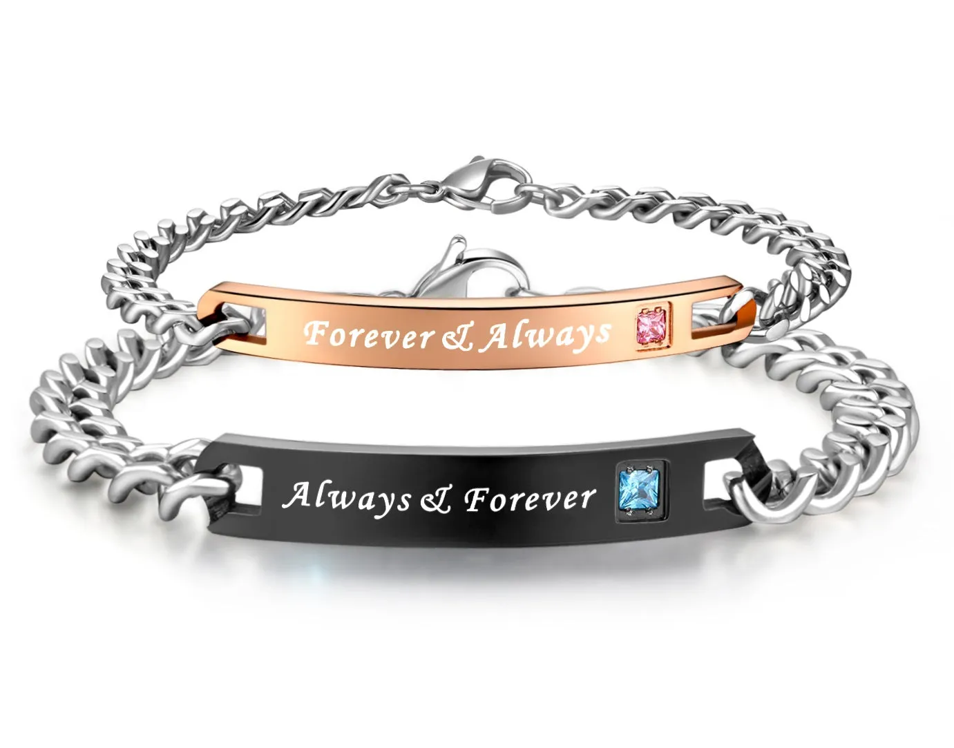 His & Hers Matching Set Always and Forever Couple Bracelets, Valentine, Anniversary, Wedding, Promise, Engagement Gift