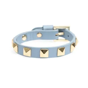 Leather Stud Bracelet - Cool Blue