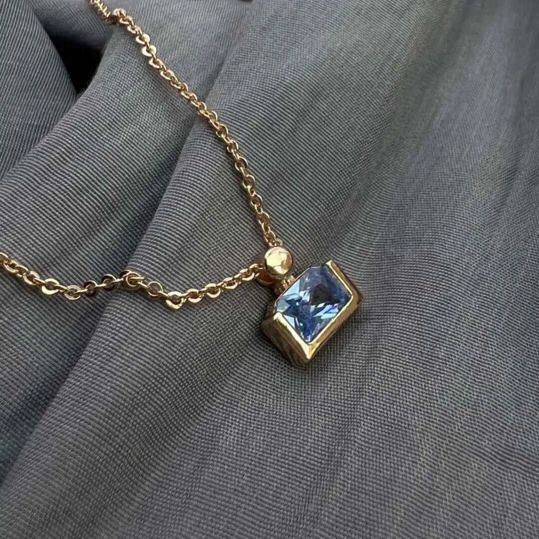 Minimalist Candy Aquamarine Perfume Bottle Necklace for Women