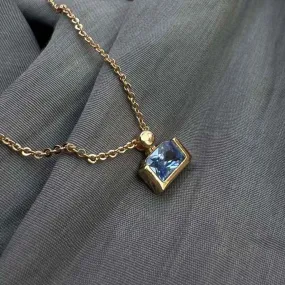Minimalist Candy Aquamarine Perfume Bottle Necklace for Women