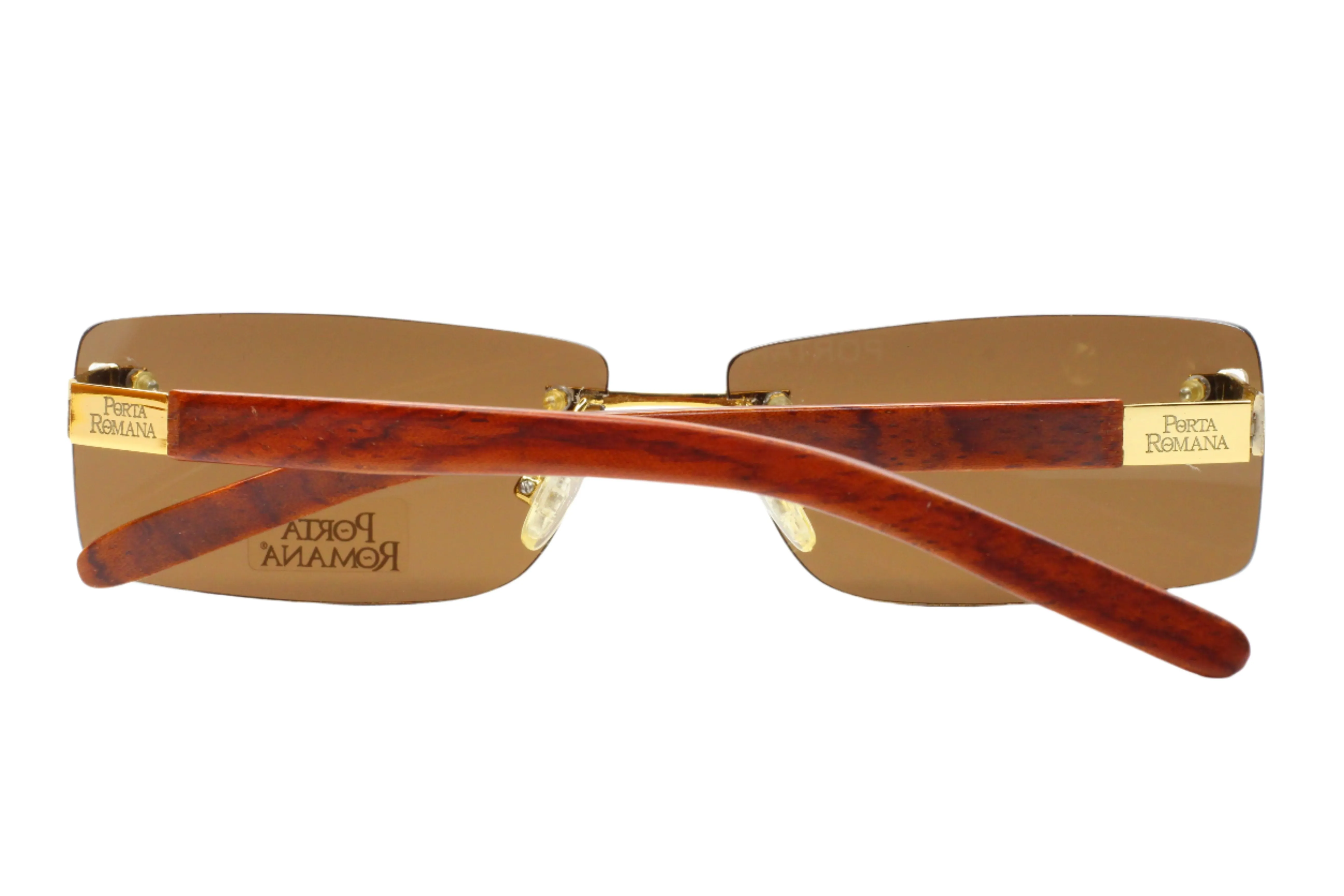 Porta Romana mod. 1651 Gold Wood Vintage Luxury Italy Sunglasses -Ma
