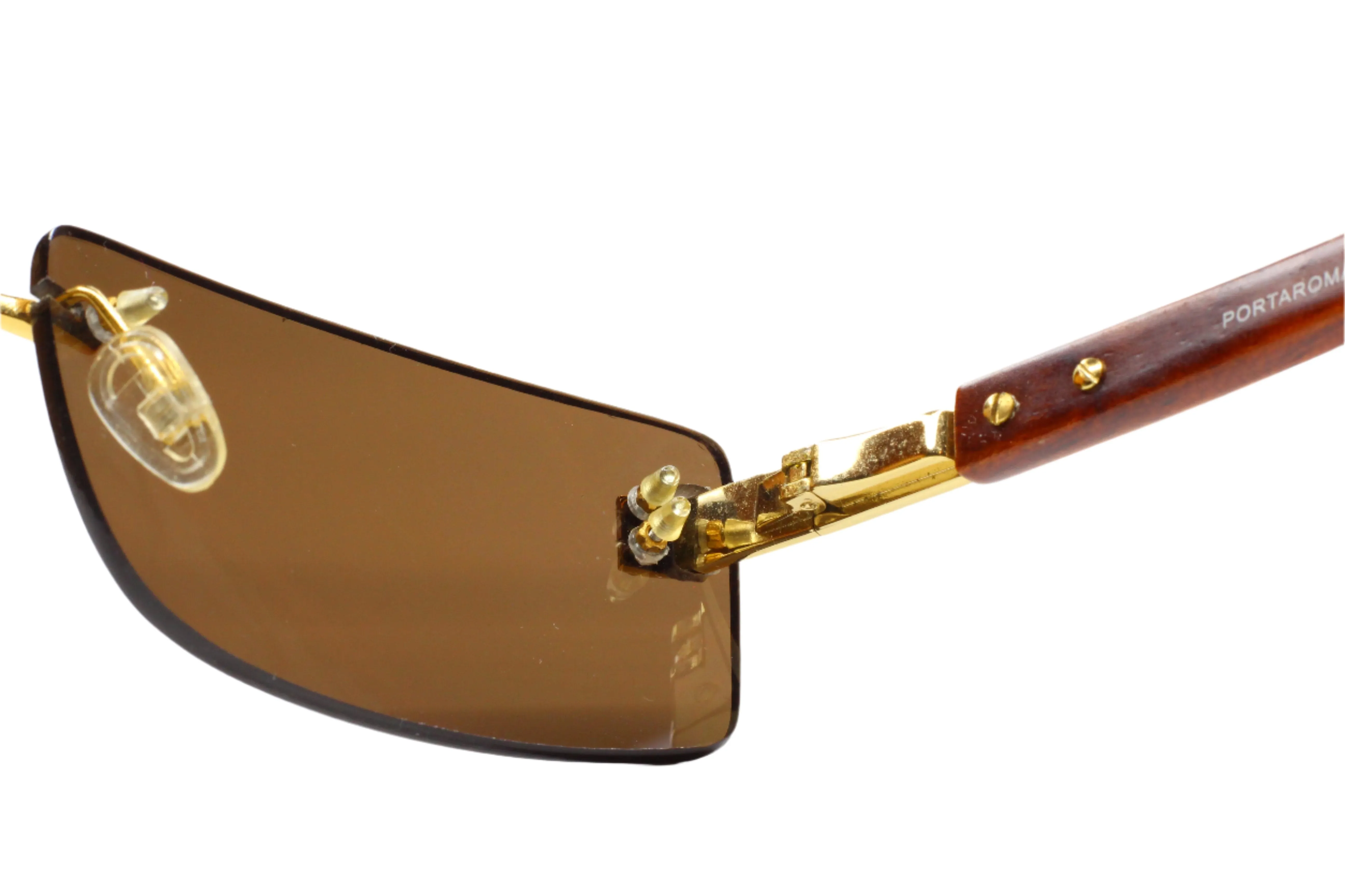 Porta Romana mod. 1651 Gold Wood Vintage Luxury Italy Sunglasses -Ma