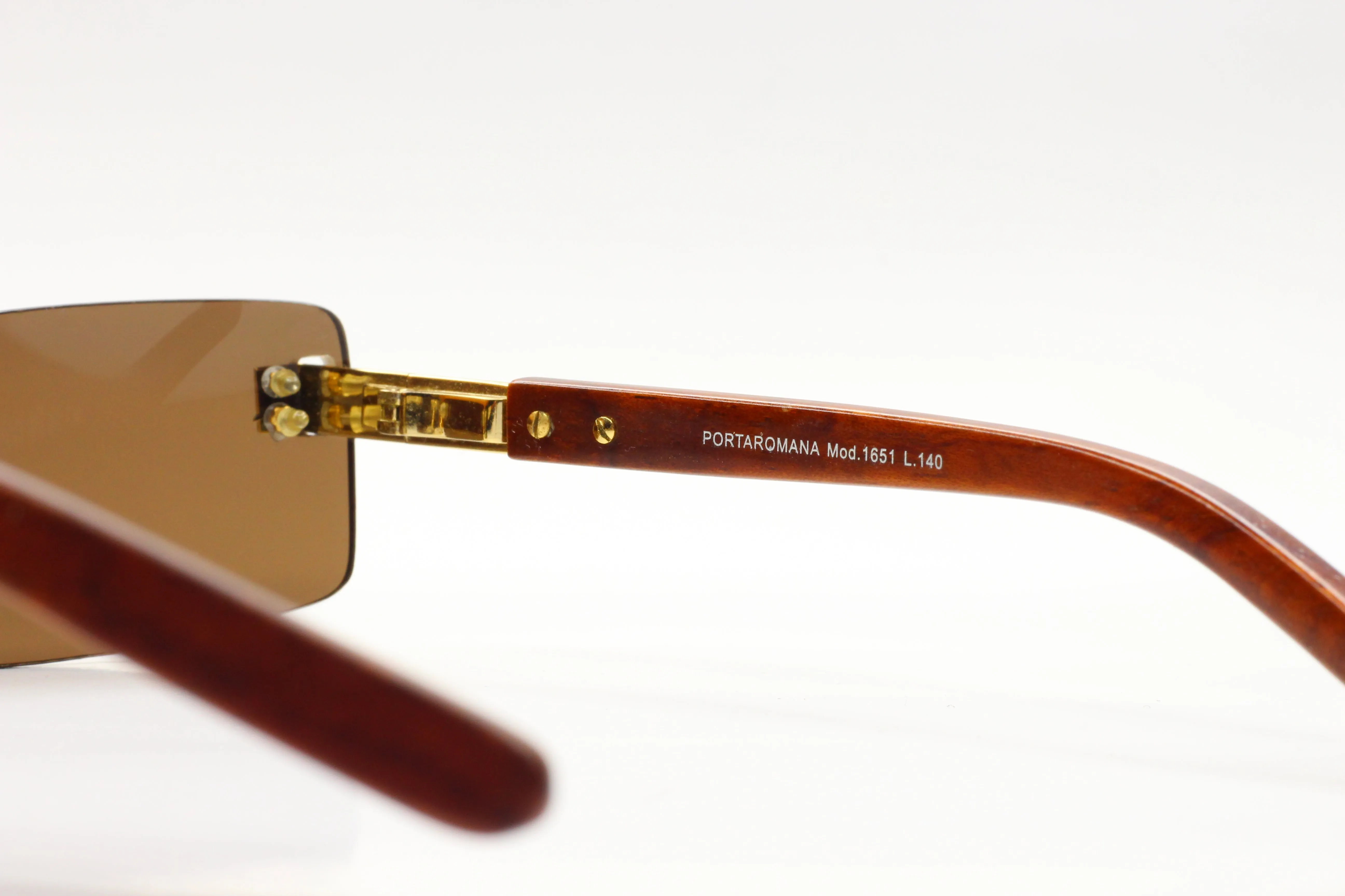 Porta Romana mod. 1651 Gold Wood Vintage Luxury Italy Sunglasses -Ma