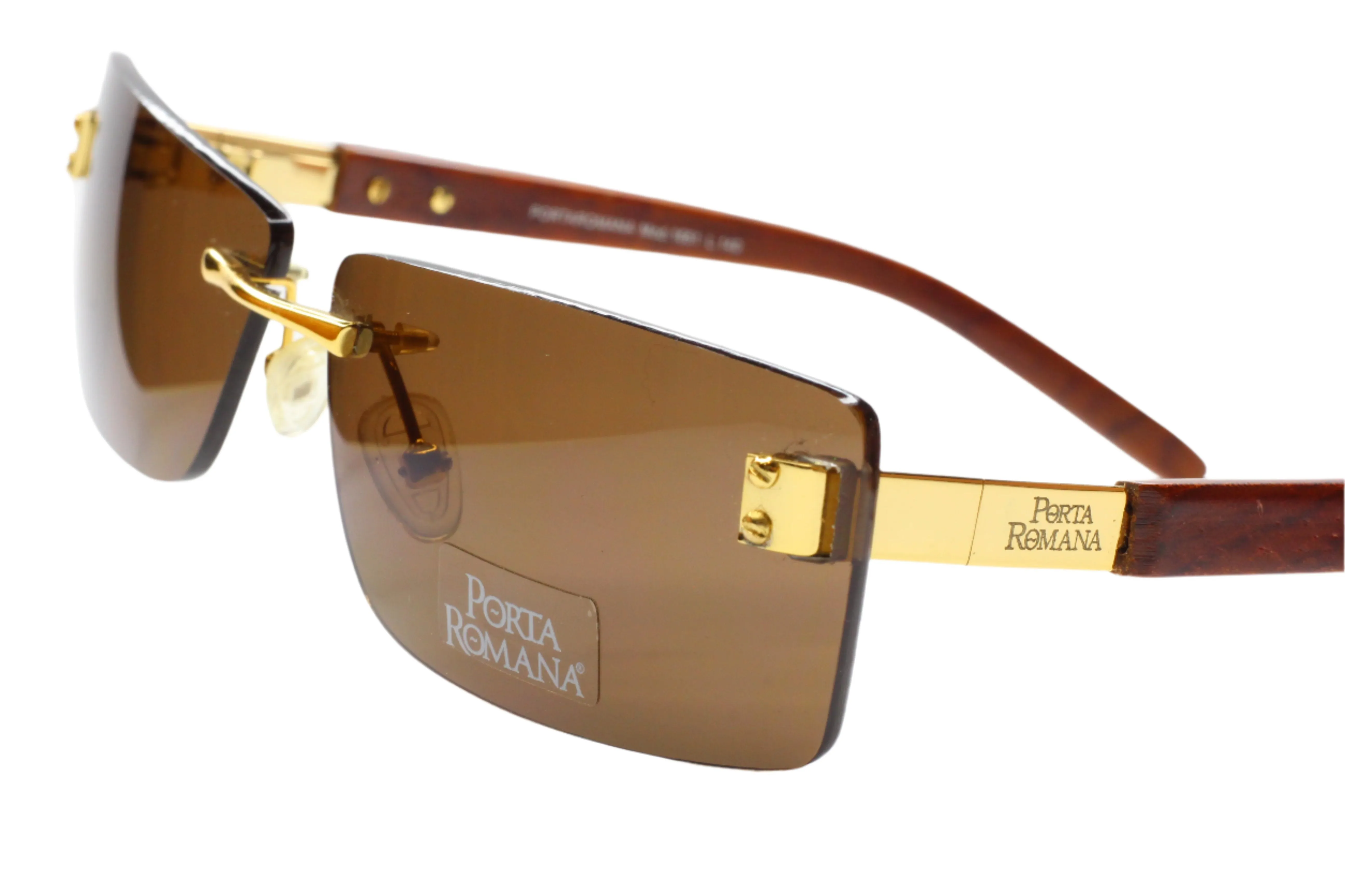 Porta Romana mod. 1651 Gold Wood Vintage Luxury Italy Sunglasses -Ma
