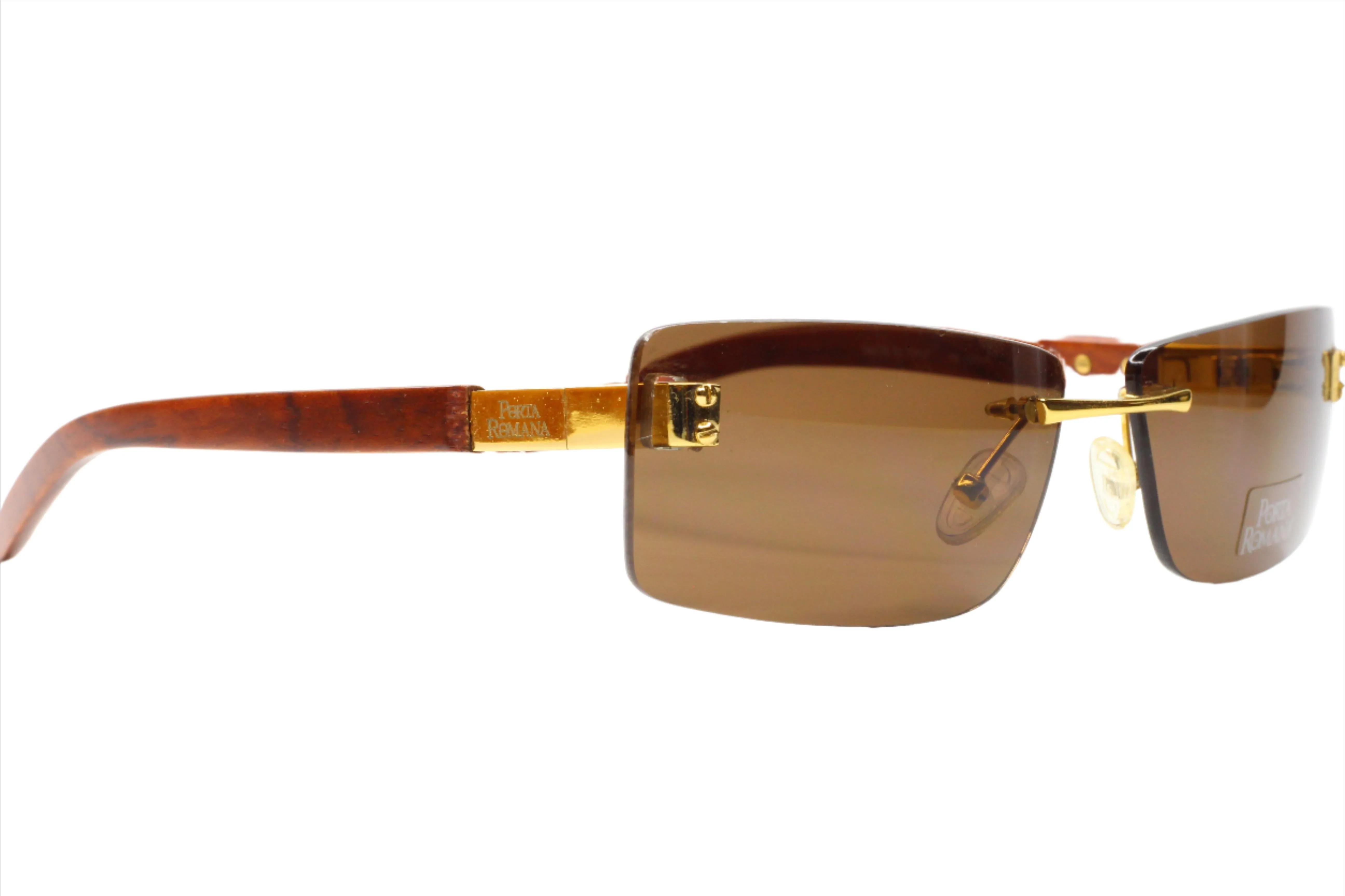 Porta Romana mod. 1651 Gold Wood Vintage Luxury Italy Sunglasses -Ma