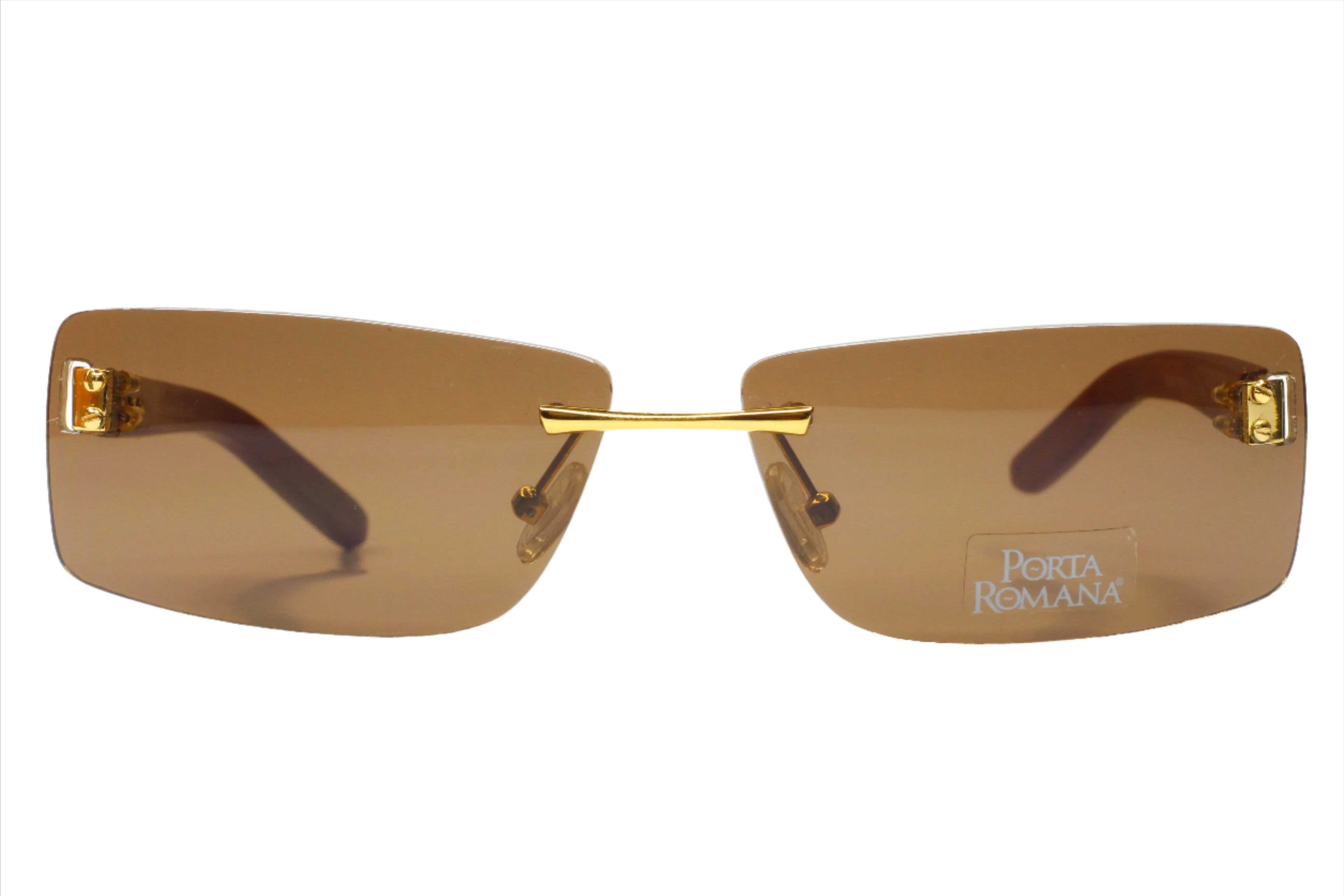 Porta Romana mod. 1651 Gold Wood Vintage Luxury Italy Sunglasses -Ma