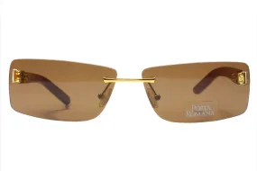 Porta Romana mod. 1651 Gold Wood Vintage Luxury Italy Sunglasses -Ma