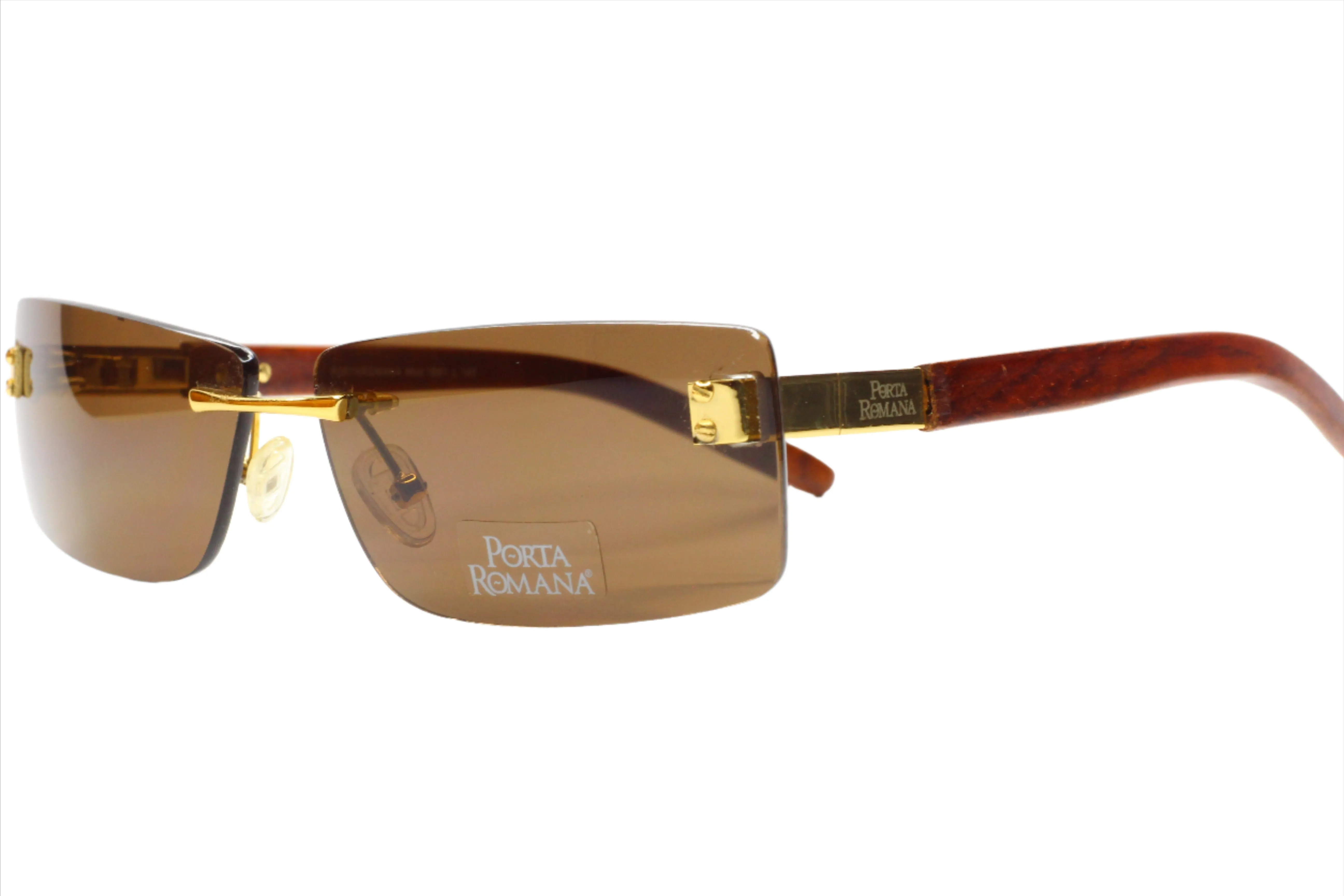 Porta Romana mod. 1651 Gold Wood Vintage Luxury Italy Sunglasses -Ma